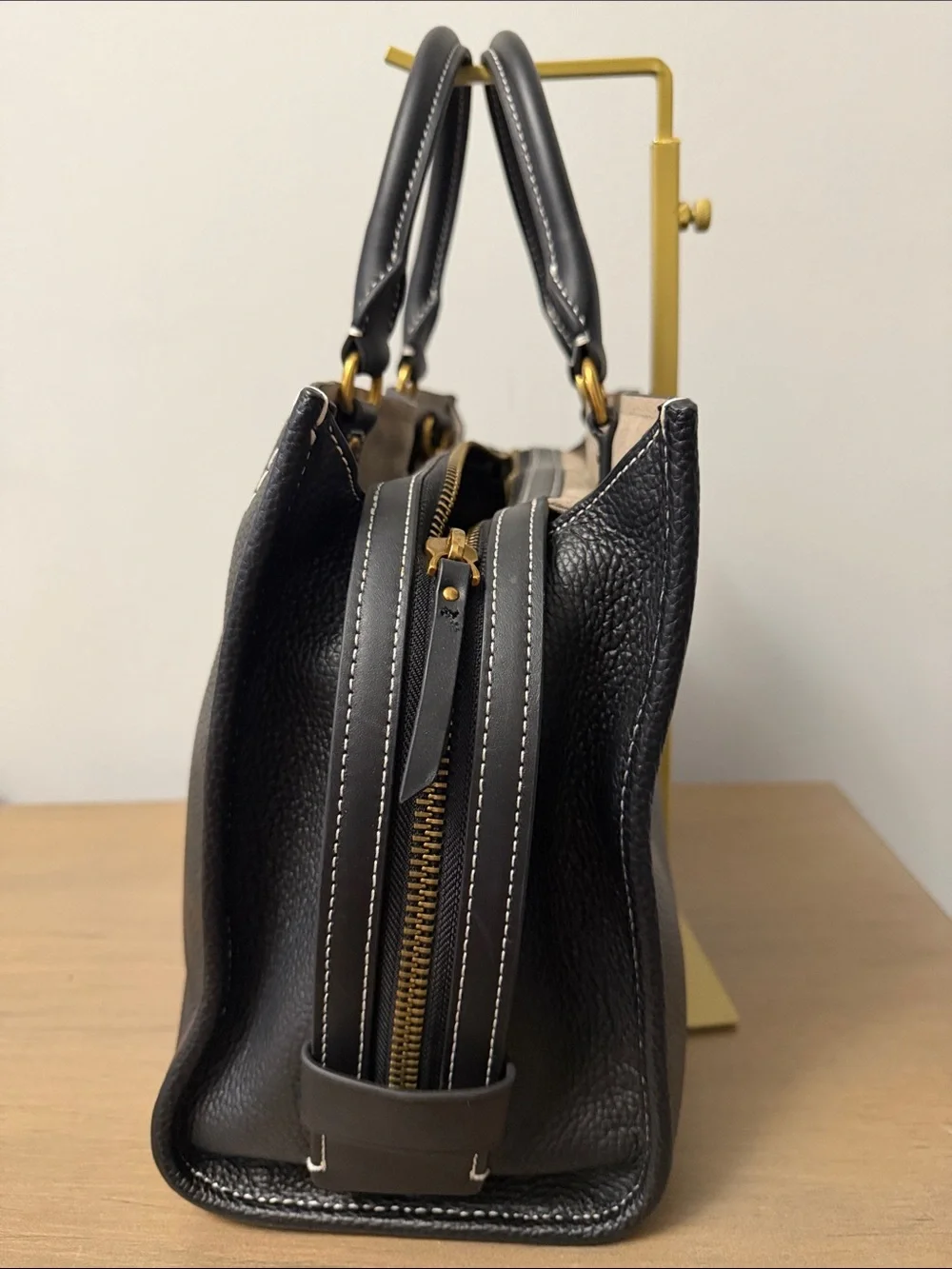 Quince Italian Leather Medium Convertible Satchel in Black